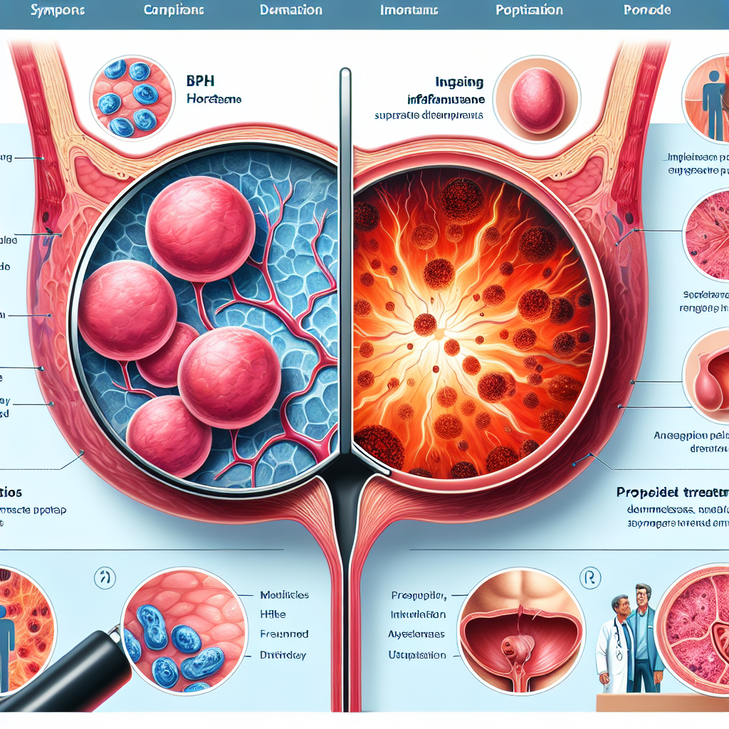 Визуальное сравнение двух заболеваний предстательной железы: BPH и простатит