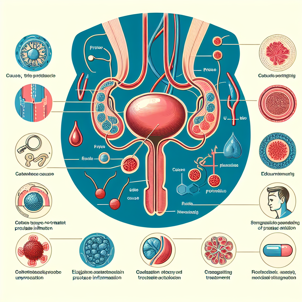 Информационная графика о простатите, включая причины, типы и методы лечения
