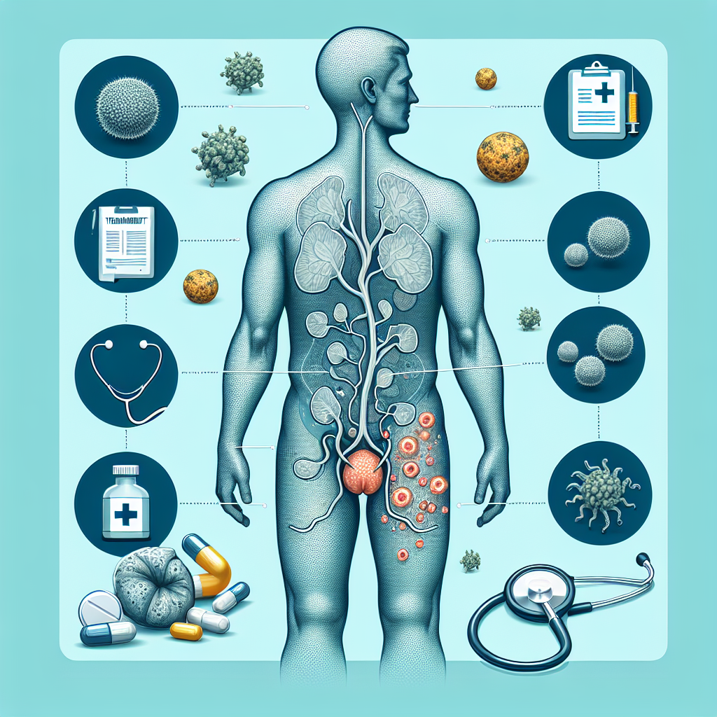 Изображение, объясняющее симптомы, диагностику и лечение грибкового простатита