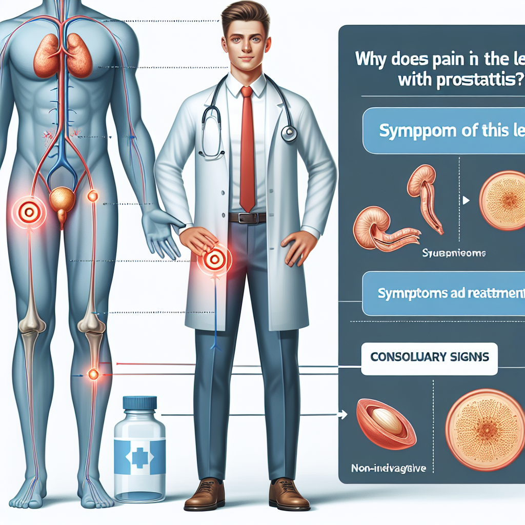 Изображение показывает мужской силуэт с выделенной областью таза и ног, иллюстрируя связь между простатитом и болями в ногах